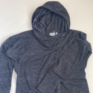 Women’s Athletea sweatshirt dress, cowel neck, hoodie, dark grey, zipper pockets